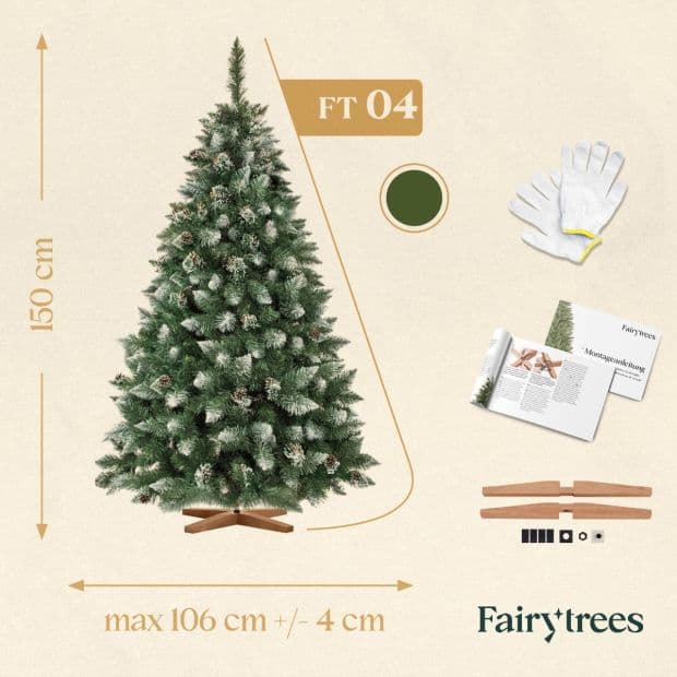 Snowy artificial pine Christmas tree 150 cm | FairyTrees FT04