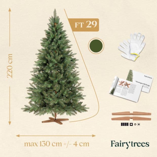 Artificial Nordmann fir with PE branches 220 cm | FairyTrees FT29