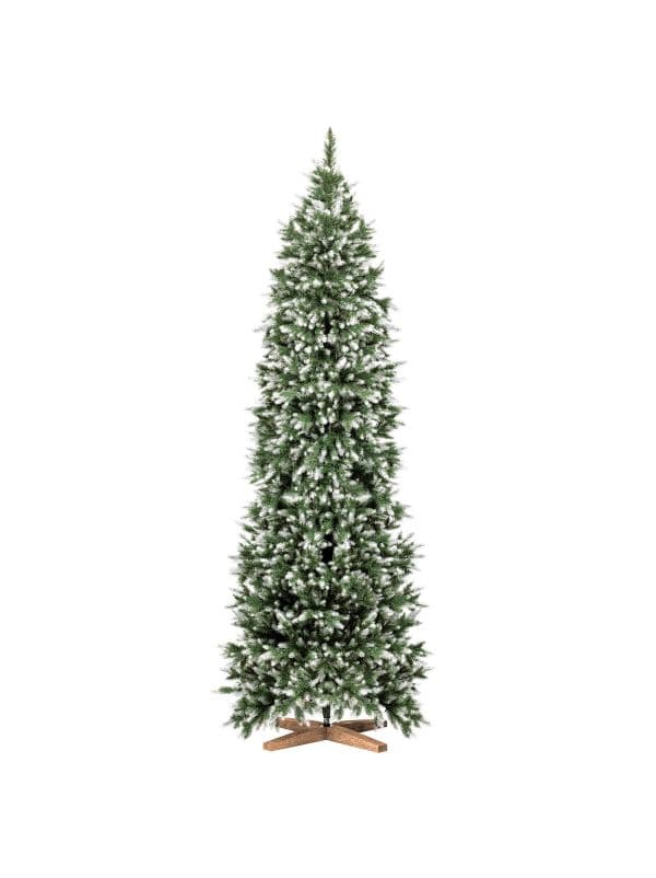 FairyTrees FT10 Artificial Christmas Tree Slim 180 cm - Slender Nordmann Fir Premium 100% PE - green with white tips