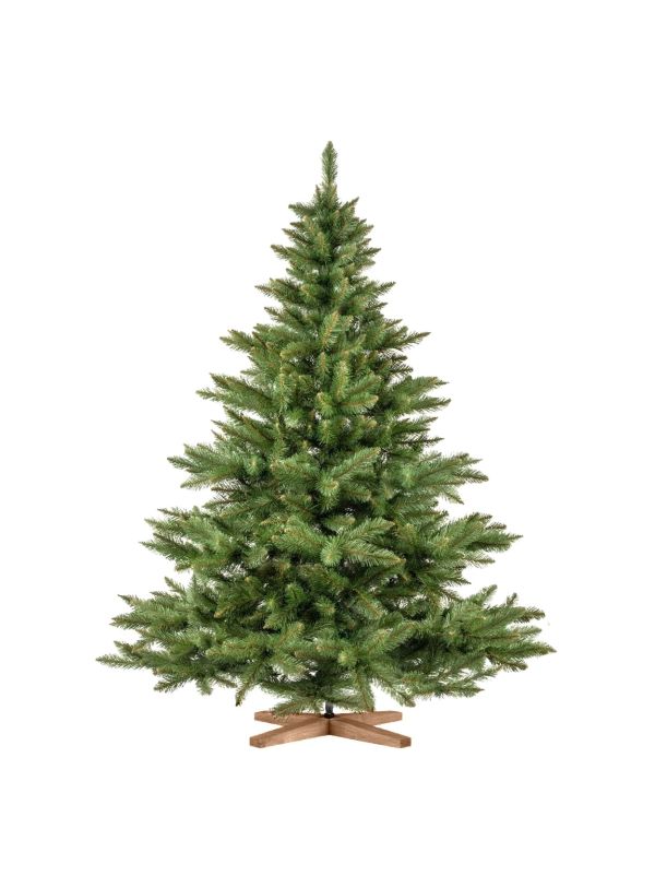 Artificial Christmas tree FairyTrees FT14-180 – a 180 cm Nordmann fir with dense PVC needles and an ash wood stand.