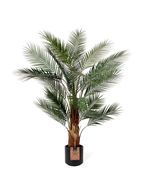 FairyTrees 160 cm artificial patio palm with spreading, feathery leaves against a light background. 