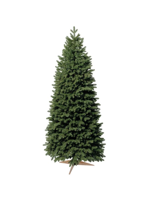 FairyTrees FT07 Slim Pop-Up Christmas Tree 180 cm - Artificial Nordmann Fir 100% PE - dark green