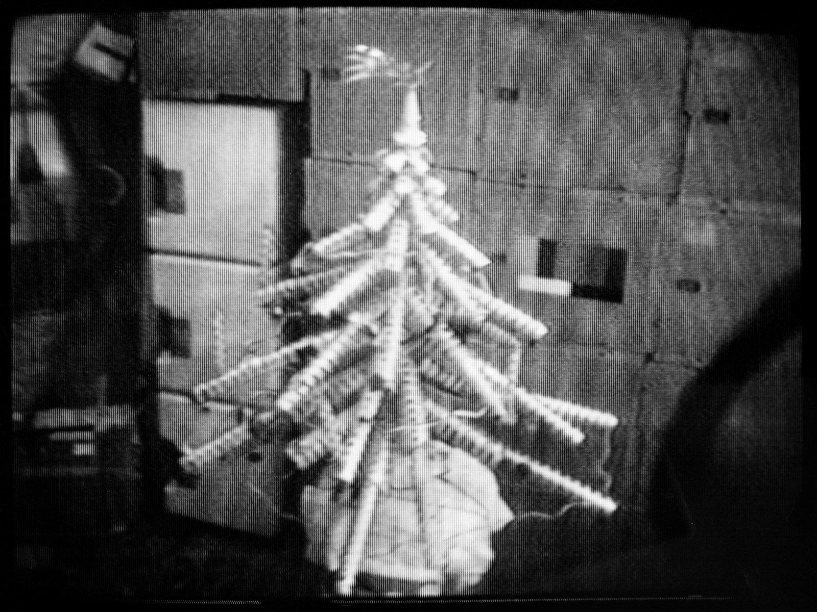 The Christmas &ldquo;tree&rdquo; created by the Skylab 4 crew in orbit, December 24, 1973.