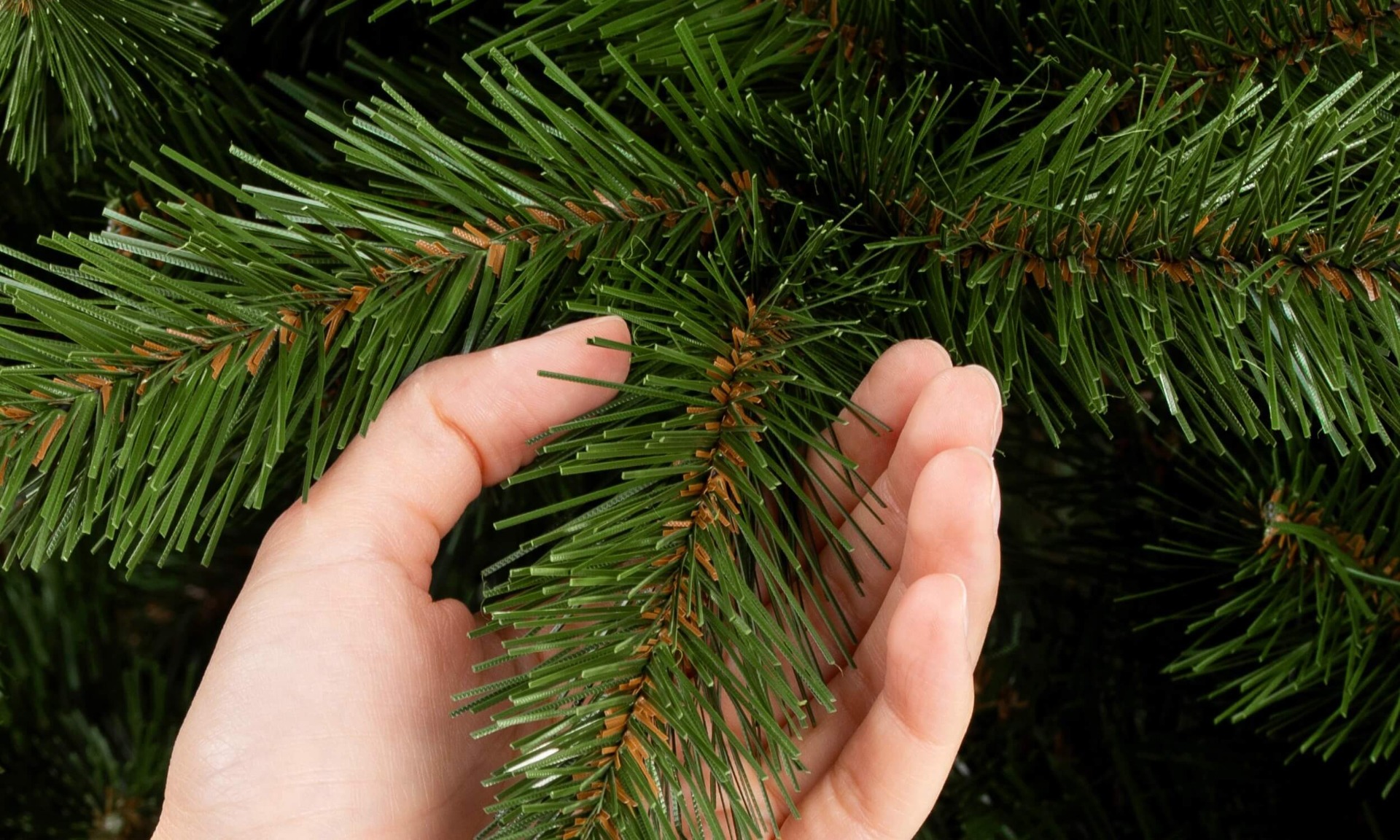 A branch made of PVC (strong film) in FairyTrees artificial Christmas tree