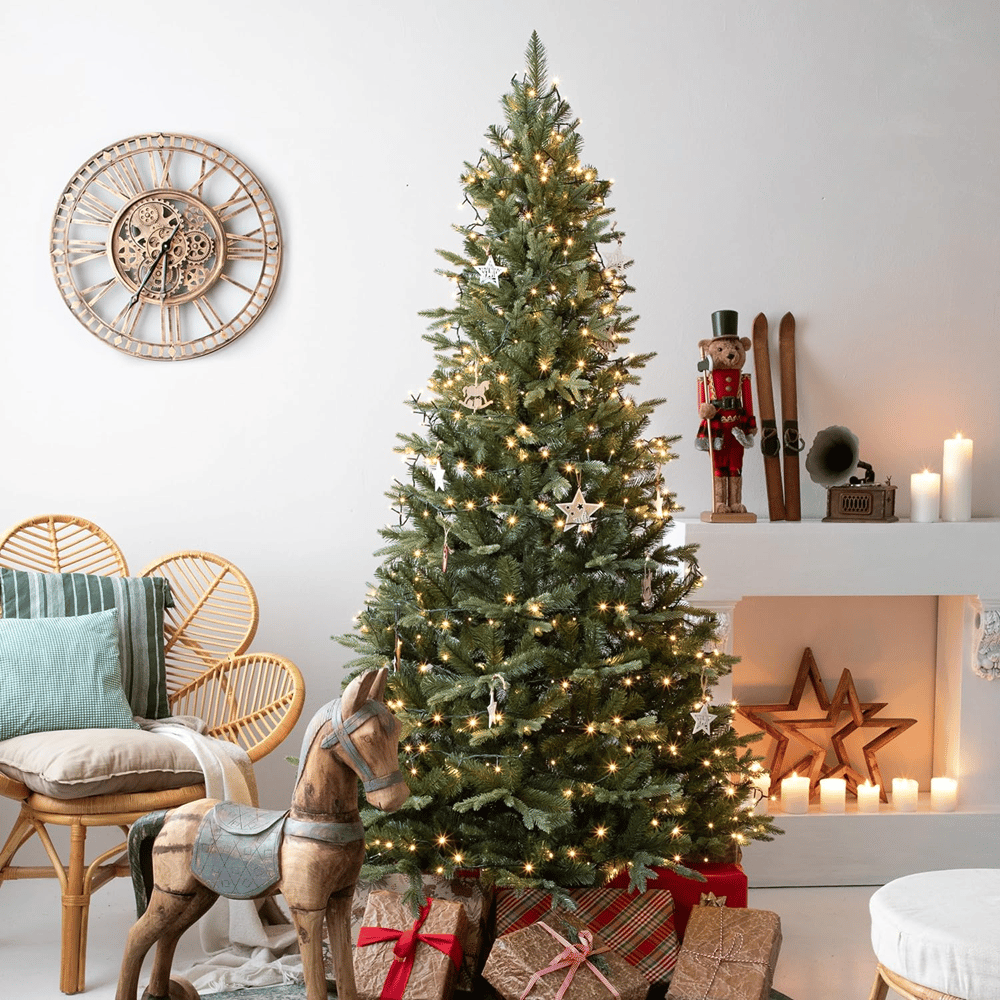 FairyTrees FT06 Christmas tree with festive lights and wooden ornaments