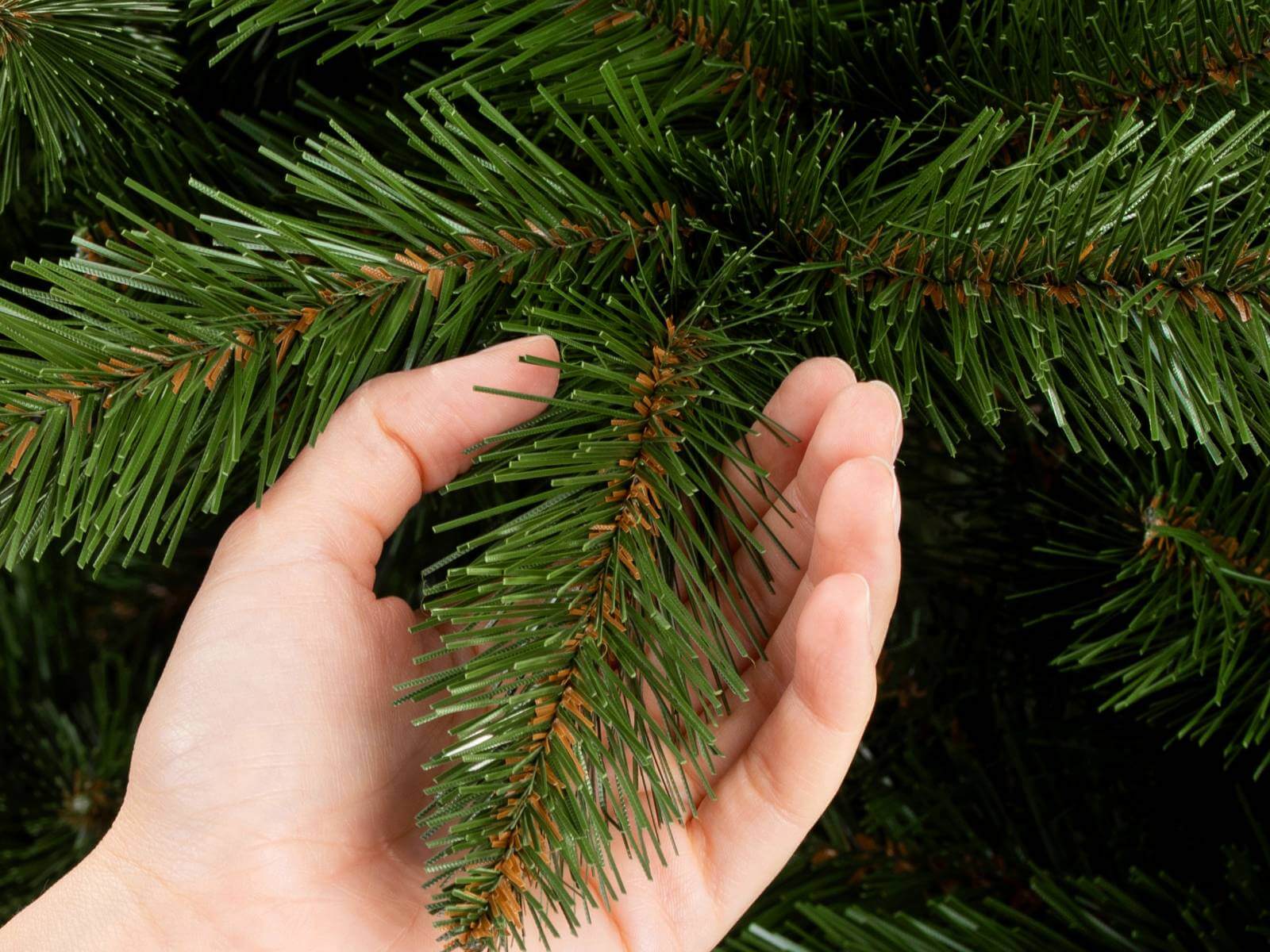 Close-up of FairyTrees artificial Christmas tree with visible branches